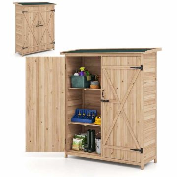 Garden tool storage, 2 removable shelves, 140 × 163 × 51 cm