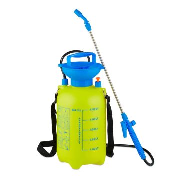 Dārza smidzinātājs Relaxdays, 5 l, zila/dzeltena/melna, Ø 18 × 41 cm
