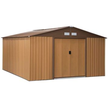 Садовый сарай Outsunny 340x386x200см, светло-коричневый/коричневый цвет