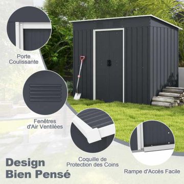 Garden storage shed, Sliding door, 213.36 × 182.88 × 106.68 cm