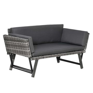 Садовый диван Outsunny 129x63x67см, серый/тёмно-серый
