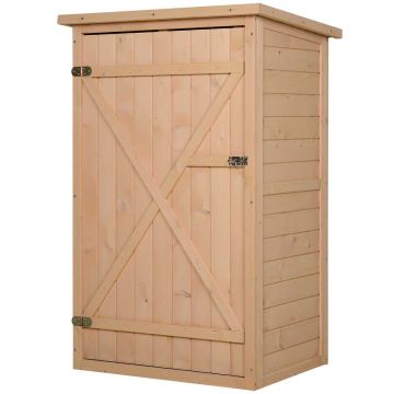 Садовый шкаф для инструментов Outsunny 75x56x115см, светло-коричневого цвета