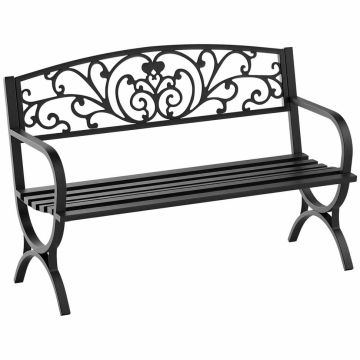 Садовая скамейка Outsunny 127x60x85 см, черная.