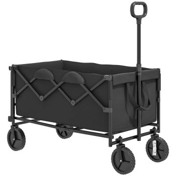 Dārza ratiņi, 160 l, līdz 100 kg, Melni, 95 × 102 × 55 cm