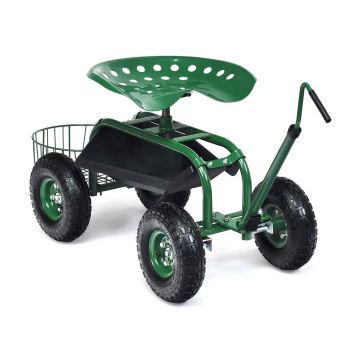 Garden trolley, 2 storage compartments, 96.5 × 44.5 × 45–54 cm