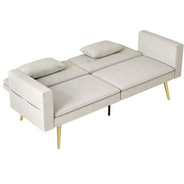 Диван-кровать Homcom 181x73x78,5см, песочно-золотого цвета