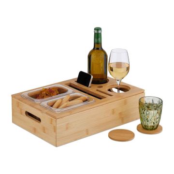 Dīvāna paplāte Relaxdays 10049432.0, 2 bļodas, 40 × 10,5 × 26 cm