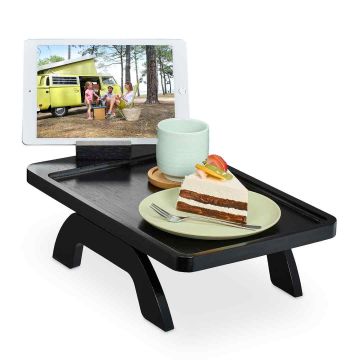 Поднос для подлокотника дивана Relaxdays 10049529.0, с держателем, Чёрный, 40,5 × 12 × 25 см