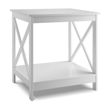 Side coffee table, with open shelf, White, 45.72 × 57.15 × 50.8 cm