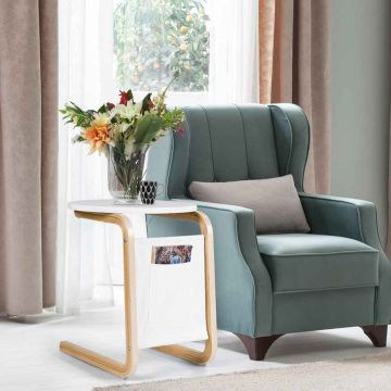 Side table, round, with side pocket, 48.26 × 55.88 × 55.88 cm