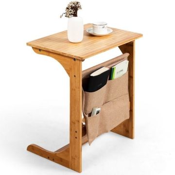 L-shaped side table with storage compartment, 49.53 × 35.56 × 62.23 cm