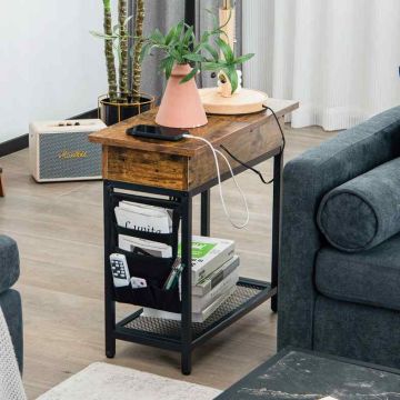 Side table, with charging station, 60 × 58.5 × 30 cm