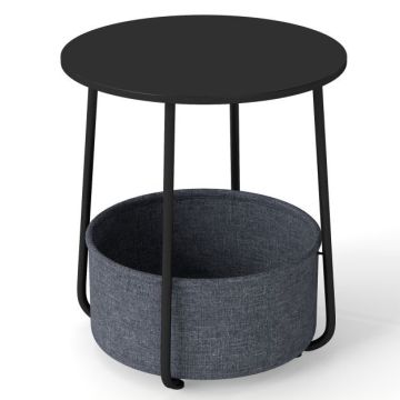 Side table, with removable basket, Black/multicolor, Ø 45 × 50.5 cm