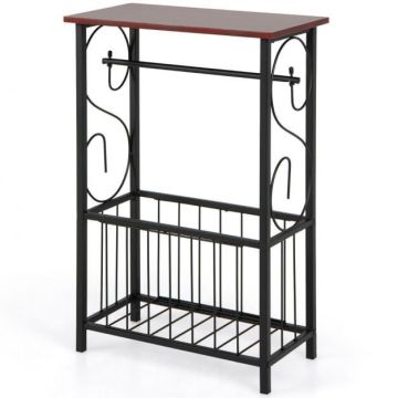 Side table, with removable holder, brown/black, 37 × 55 × 20 cm