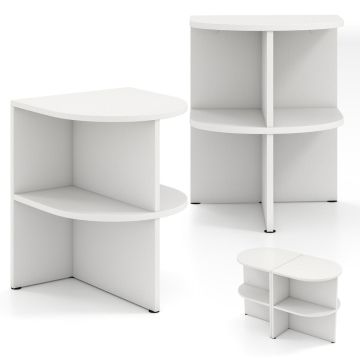 Set of 2 Side Tables, White, 38 × 38 × 48.5 cm