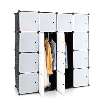 Closet, 10 cubes, 2 hangers, Black/white, 146 × 146 × 46.5 cm