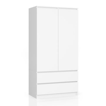 Шкаф AKORD S90, 2 дверцы, 2 ящика, белый, 90 × 180 × 51 см