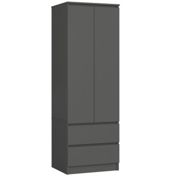 Шкаф AKORD STAR S60, 2 дверцы и 2 ящика, серый, 60 × 180 × 51 см