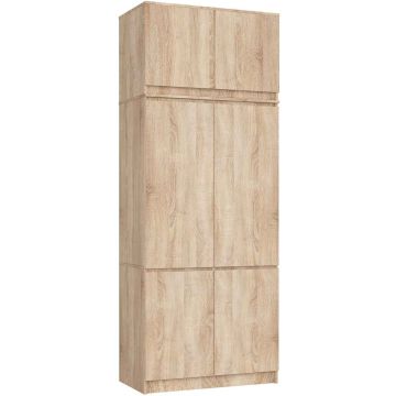 Шкаф AkordV2 S90, 6 дверей и 6 полок, коричневый, 90 × 235 × 51 см