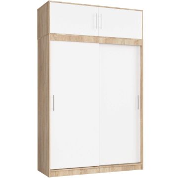 Шкаф CLP Mono, 4-дверный с антресолью, коричнево-белый, 150 × 245 × 60 см