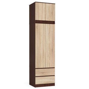 Шкаф S60, 2 дверцы и 2 ящика, коричневый и дубовый, 60 × 234 × 51 см
