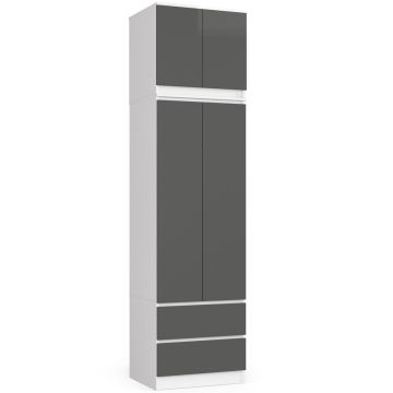 Шкаф S60, 2 распашные двери и 2 ящика, белый/серый, 60 × 234 × 51 см