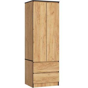 Шкаф STAR S60, 2 двери, 2 ящика, коричневый, 60 × 180 × 51 см