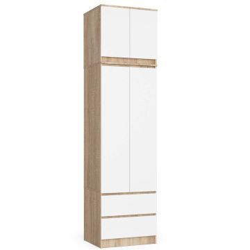 Шкаф STAR S60, 2 дверцы и 2 ящика, коричневый/белый, 60 × 234 × 51 см