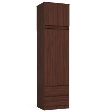 Шкаф с антресолью AKORD S60, 2 дверцы, 2 ящика, Коричневый, 60 × 234 × 51 см