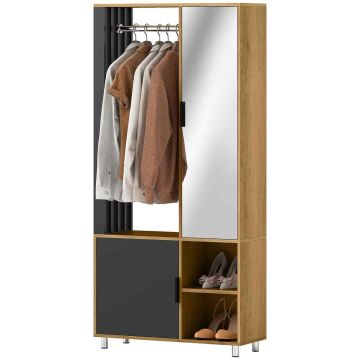 Шкаф для одежды, С зеркалом и полками, 80 × 30 × 175 см