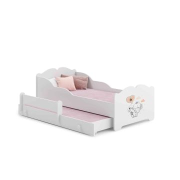 Детская двуспальная кровать Анна с матрасом и защитным бортиком, 164x85x63 / 145x80x15 см, слон