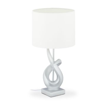 Galda lampa Relaxdays 10032239.0, E27, sudraba/balta, Ø 25 × 50 cm