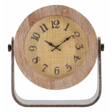 Galda pulkstenis Round, Brūns, 23,5 × 24 × 7 cm