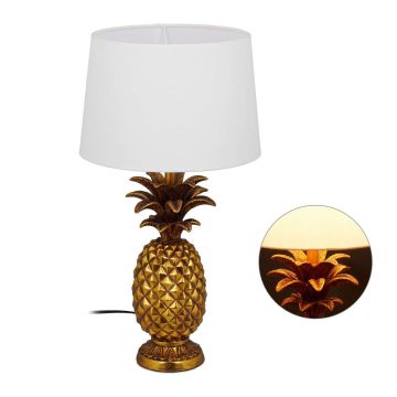 Galda lampa Relaxdays 10029511.0, vienai spuldzei, balta un zeltaina, Ø 30 × 54 cm