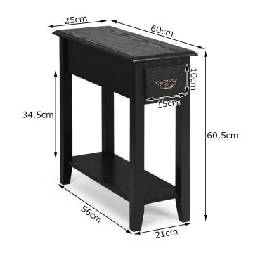 Tables, 2 pcs, Black, 55.88 × 60.96 × 21.59 cm
