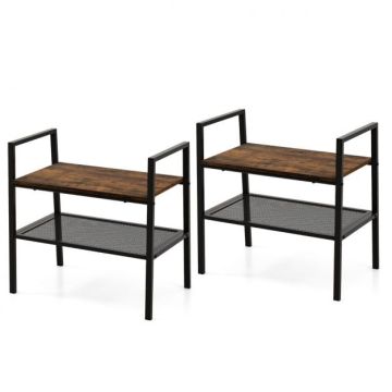 Table with shelves, two-tier, 2 shelves, Brown/black, 54.61 × 33.02 × 52.07 cm