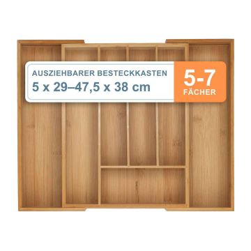 Galda piederumu ieliktnis Relaxdays 10050850_8036, 5–7 nodalījumi, 2 atvilktnes, 47,5 × 5 × 38 cm
