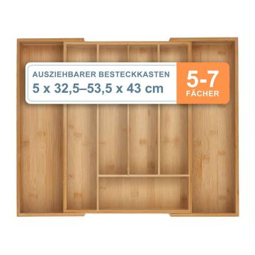 Galda piederumu ieliktnis Relaxdays 10050850_8037, 5–7 nodalījumi, 2 atvilktnes, 53,5 × 5 × 43 cm
