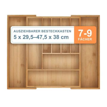 Galda piederumu ieliktnis Relaxdays, 7–9 nodalījumi, 47,5 × 5 × 38 cm