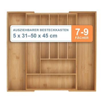 Galda piederumu ieliktnis Relaxdays, 7–9 nodalījumi, 50 × 5 × 45 cm