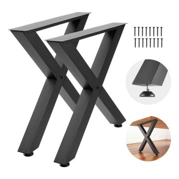 Galda kājas VEVOR HXZTXX28-31, 2 gab, Melnas, 79 × 75 × 12 cm