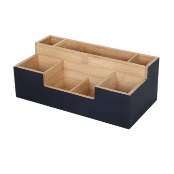 Galda organizators Relaxdays 10051363_46, 7 nodalījumi, Melna, 30 × 11 × 15 cm