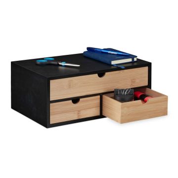 Galda organizators Relaxdays, 3 atvilktnes, Brūna/melna, 33 × 13,5 × 21 cm