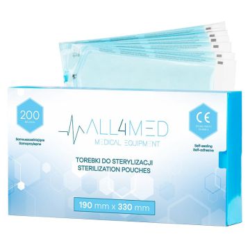 Стерилизационные пакеты ALL4MED, 200 шт, 190 × 330 мм