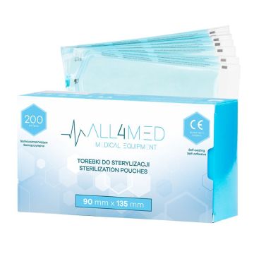 Стерилизационные пакеты ALL4MED, 200 шт, 90 × 135 мм