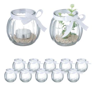 Stikla svečturi Relaxdays, 12 gab, 7,5 × 7,5 cm