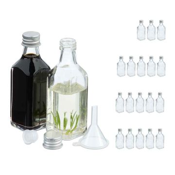 Stikla pudelītes Relaxdays, 20 gab., pa 50 ml, 10 × 3,5 × 3,5 cm