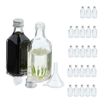 Stikla pudelītes Relaxdays, 25 gab., pa 50 ml, 10 × 3,5 × 3,5 cm