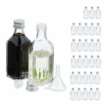 Stikla pudelītes Relaxdays, 30 gab., pa 50 ml, 10 × 3,5 × 3,5 cm