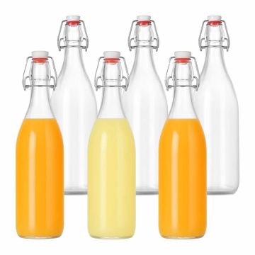 Stikla liķiera pudeles Relaxdays, 6 gab., 1 l, Ø 8,5 × 31 cm